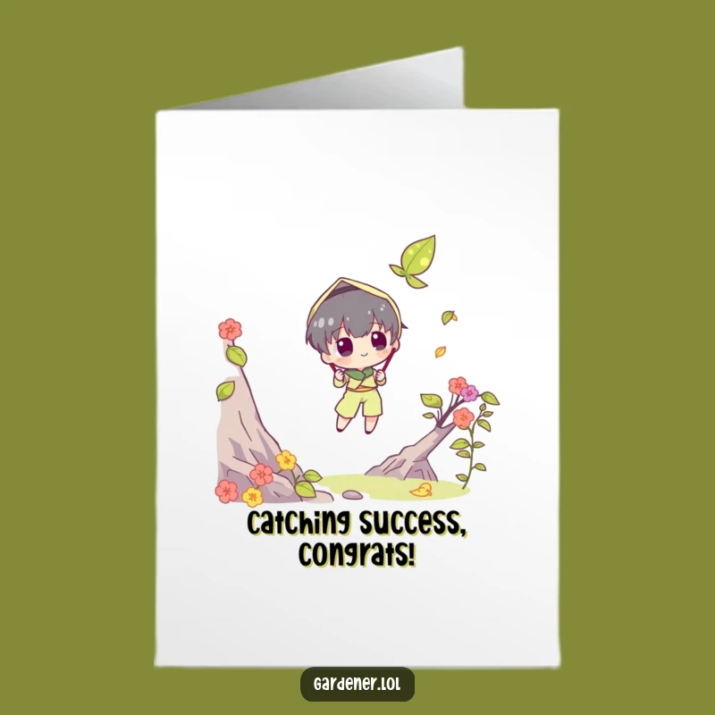 Free Printable Congrats Card: Leaf Catcher Character for a Funny, Determined DIY Celebration