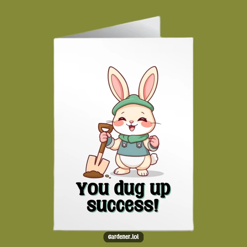Giggling Gardener Rabbit Free Printable Congrats Card - Joyful Downloadable