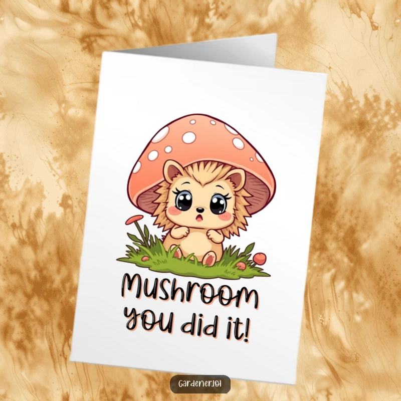 Funny Free Printable Congratulations Card: Startled hedgehog pops out, delivering surprising well wishes.