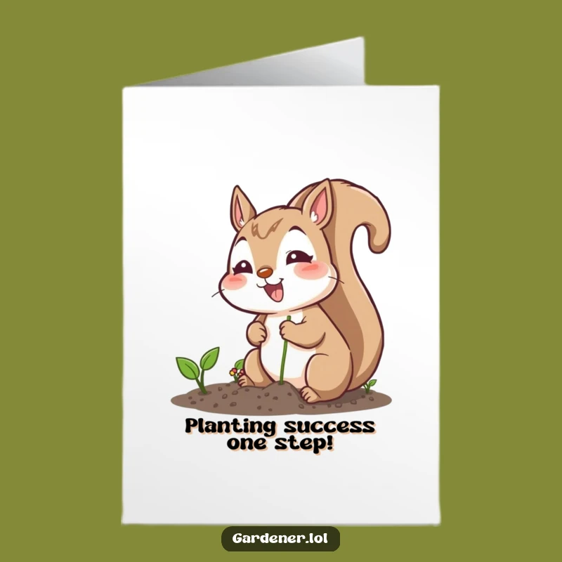 Free Printable Congrats Card: Funny Squirrel Planting Seeds DIY Downloadable Success Gift