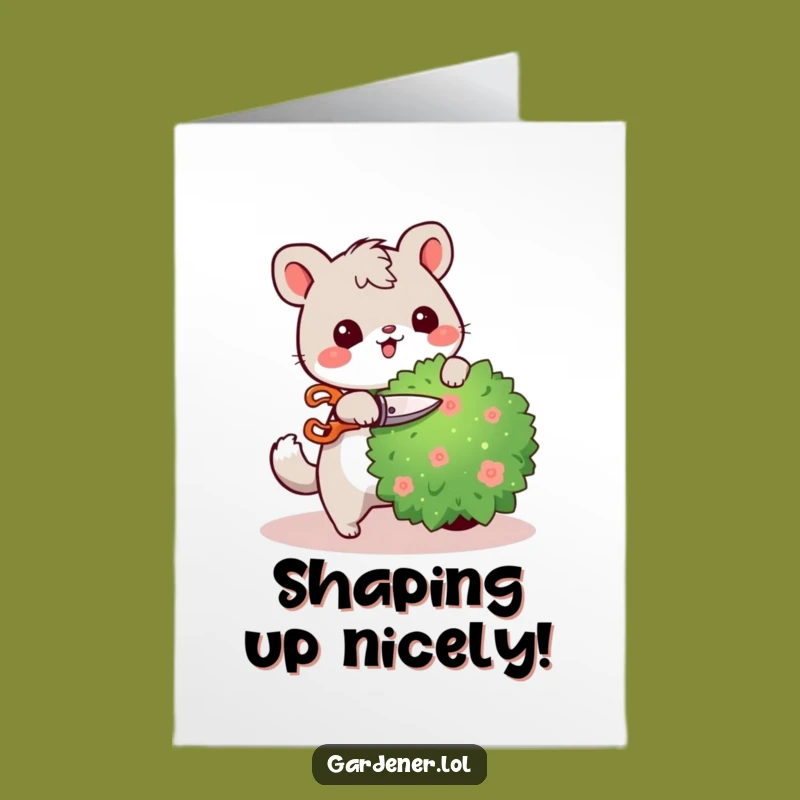 Free Printable Congrats Card: Cheerful Gardener Animal - Downloadable & Print at Home