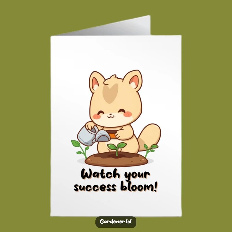 Free Printable Congratulations Card: Cute Animal Gardener - Downloadable & Print at Home