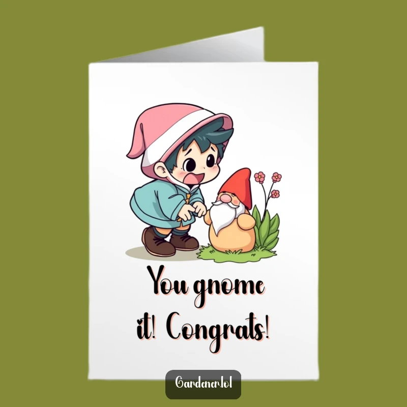 Free Printable Congrats Card: Gnome Tripping Character for Laugh-Out-Loud DIY Celebration