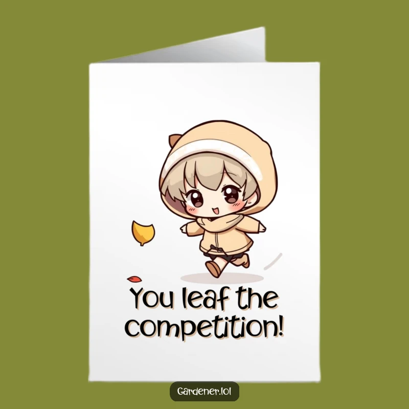 Free Printable Congrats Card: Humorous Leaf Chase Achievement, Downloadable Gift