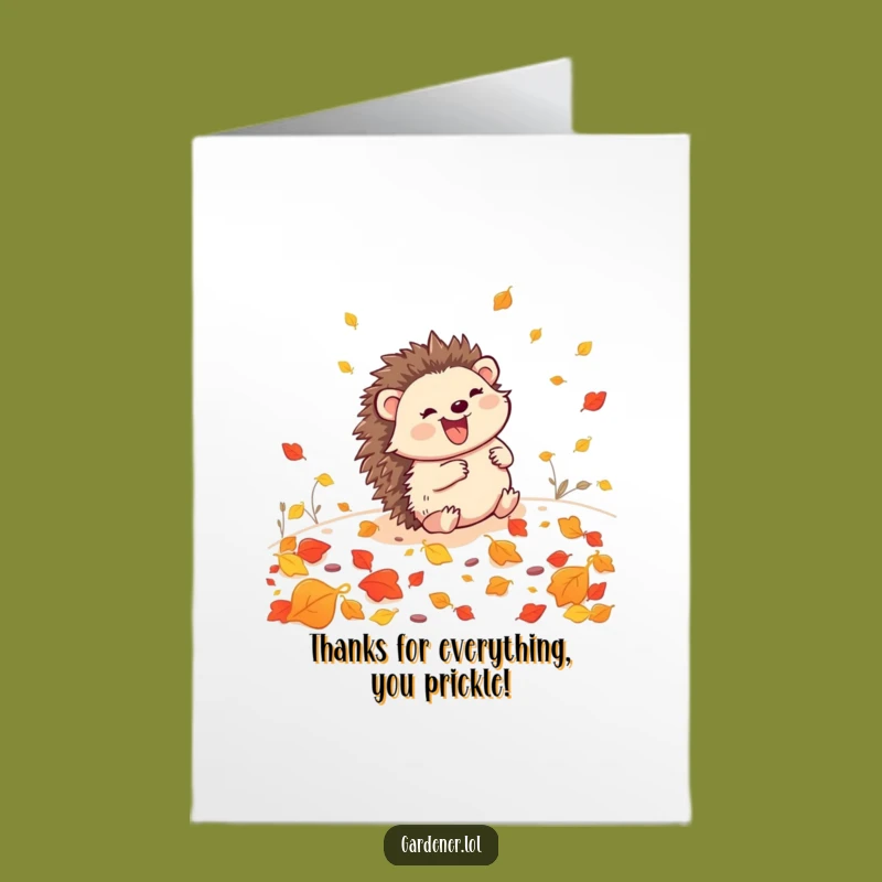 Free Printable Hedgehog Gardener Thank You Card - Cute Downloadable DIY Gift