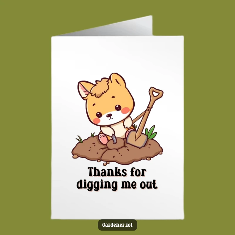 Free Printable Thank You Card: Digging Animal Funny Downloadable Gift for Gratitude