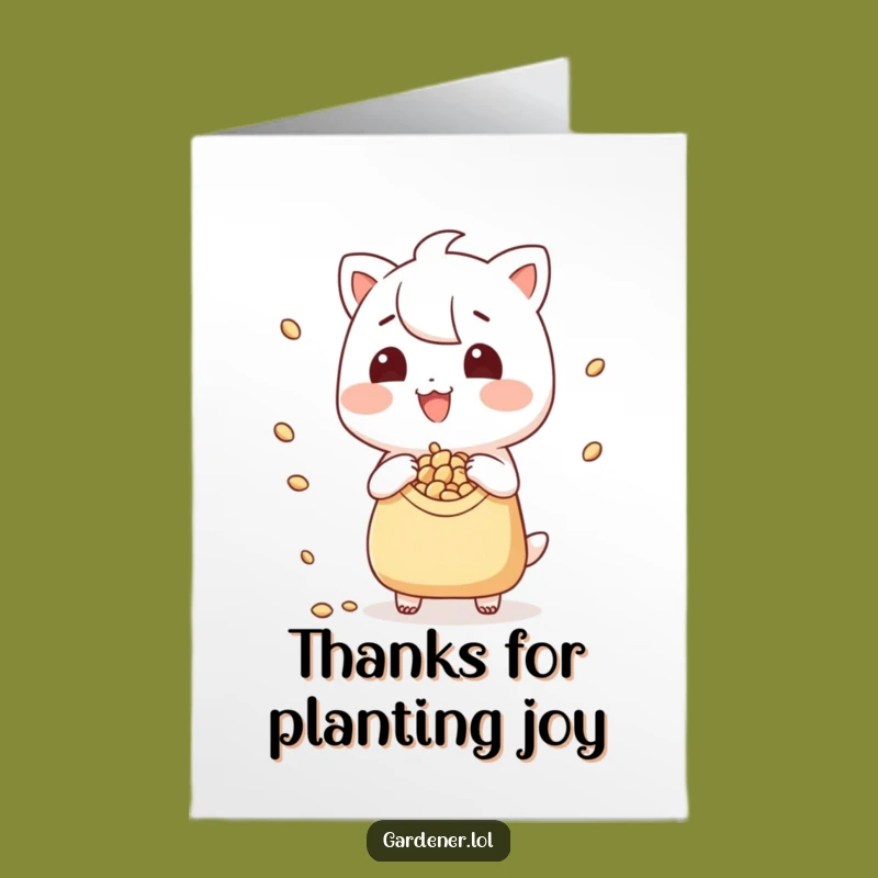 Free Printable Thank You Card: Grateful Gardener Character Spreading Thanks, Downloadable Gift