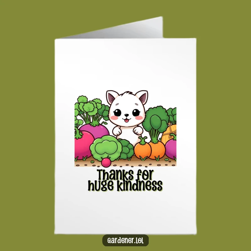 Free Printable Thank You Card: Grateful Veggie Grower Character, Express Thanks Downloadable Gift