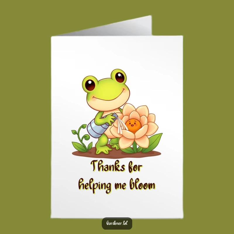 Free Printable Thank You Card Kawaii Frog Gardener - Cute & Funny Downloadable!