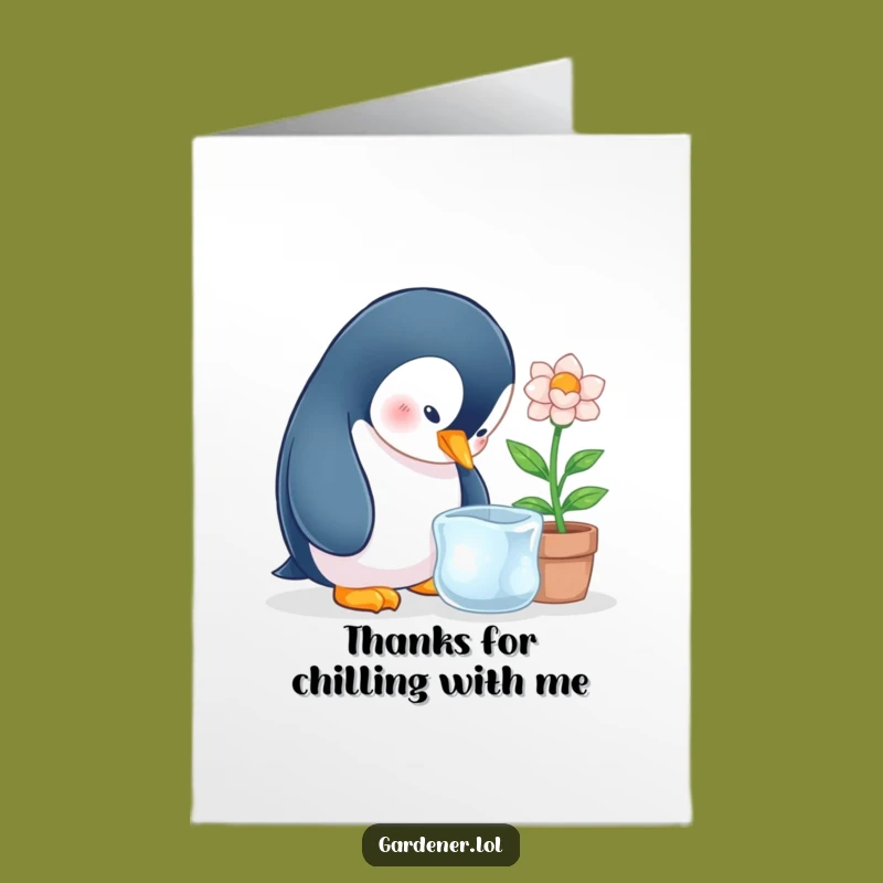 Free Printable Thank You Card: Penguin's Ice Flower Gratitude, Thoughtful DIY Gift