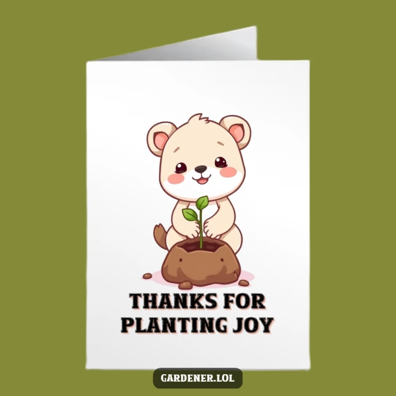 Free Printable Thank You Card: Planting Animal, Grateful Downloadable Gift
