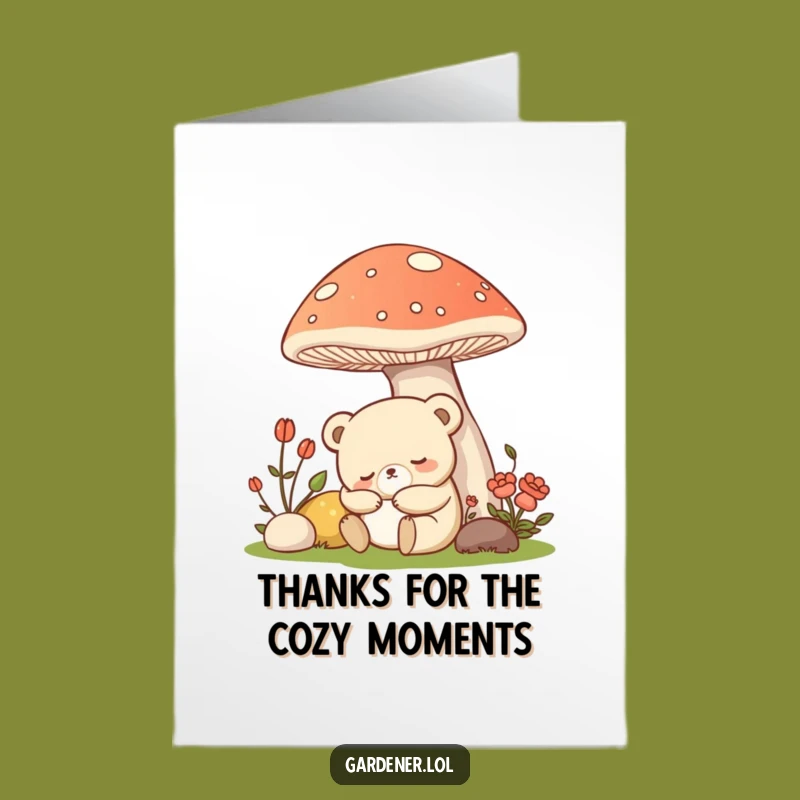 Free Printable Thank You Card: Sleepy Bear Gardener Rest, Funny Downloadable