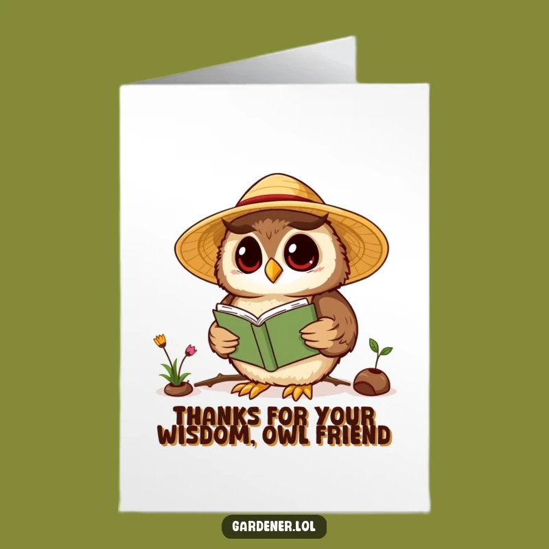 Free Printable Thank You Card: Wise Owl Gardener Gratitude, Humorous Downloadable Gift!