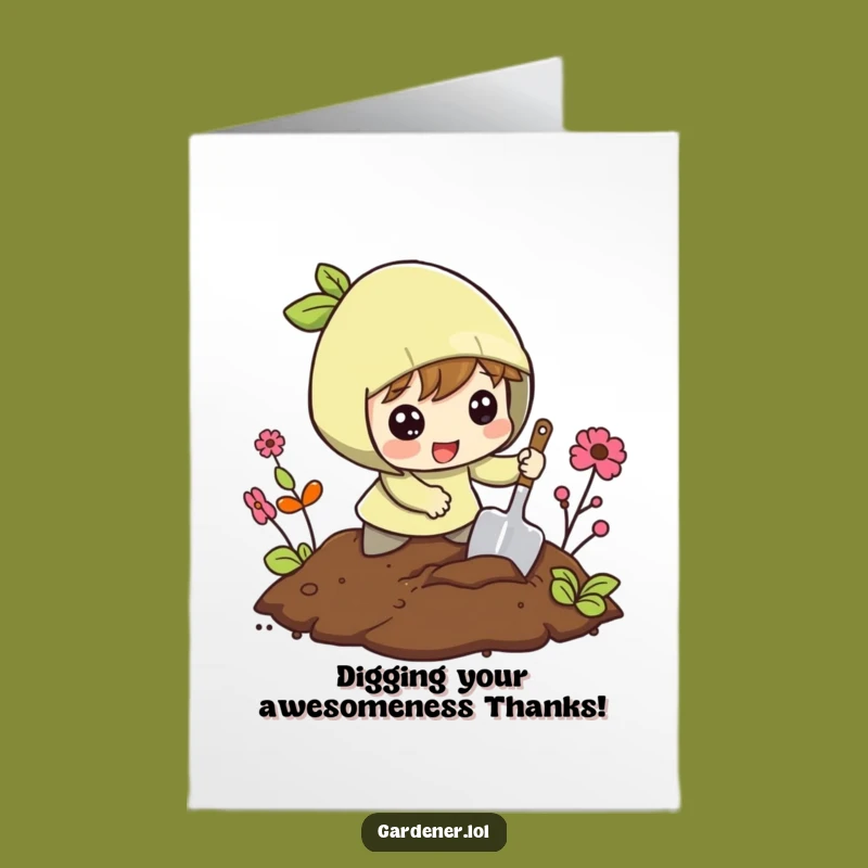 Funny Free Printable Thank You Card: Digging Character, DIY Downloadable Gift