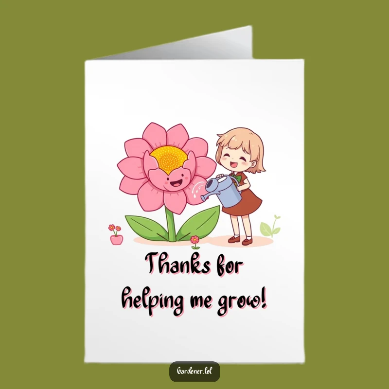 Funny Free Printable Thank You Card: Smiling Flower & Character DIY Downloadable Gift