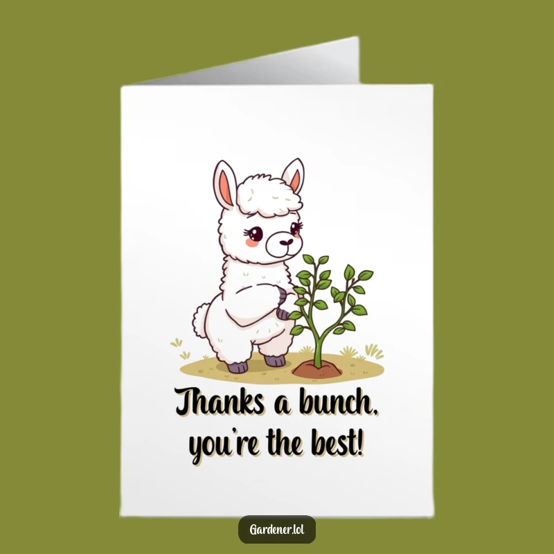 Free Printable Llama Gardener Thank You Card - Cute Downloadable DIY Gift