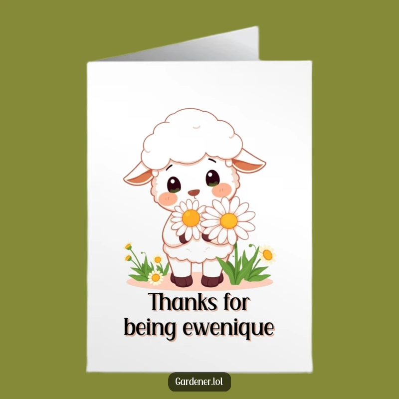 Free Printable Thank You Card: Sheep Gardener Gratitude, Funny Downloadable