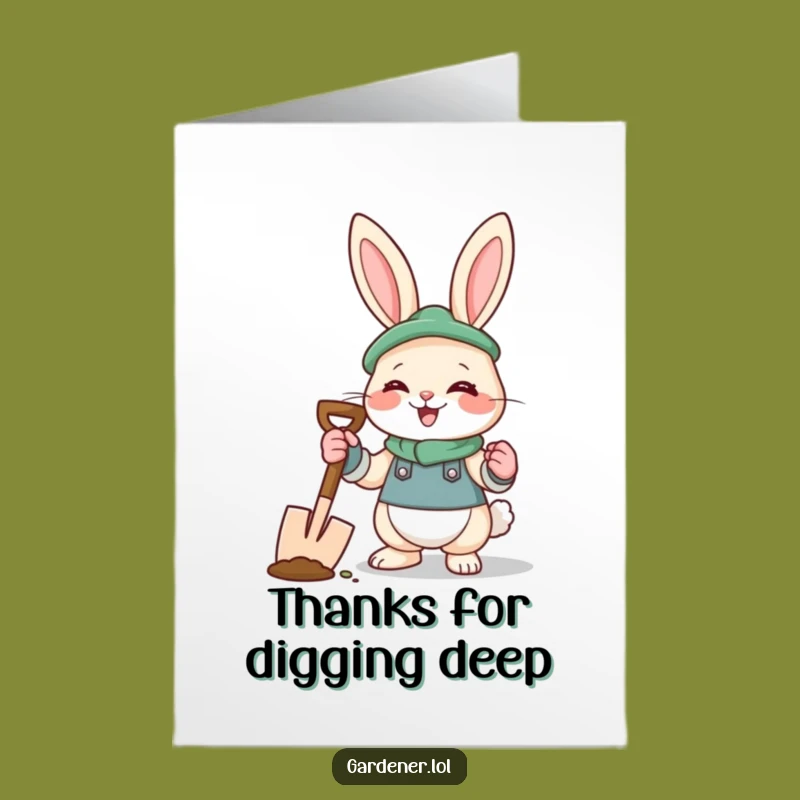 Giggling Gardener Rabbit Free Printable Thank You Card - Print Now