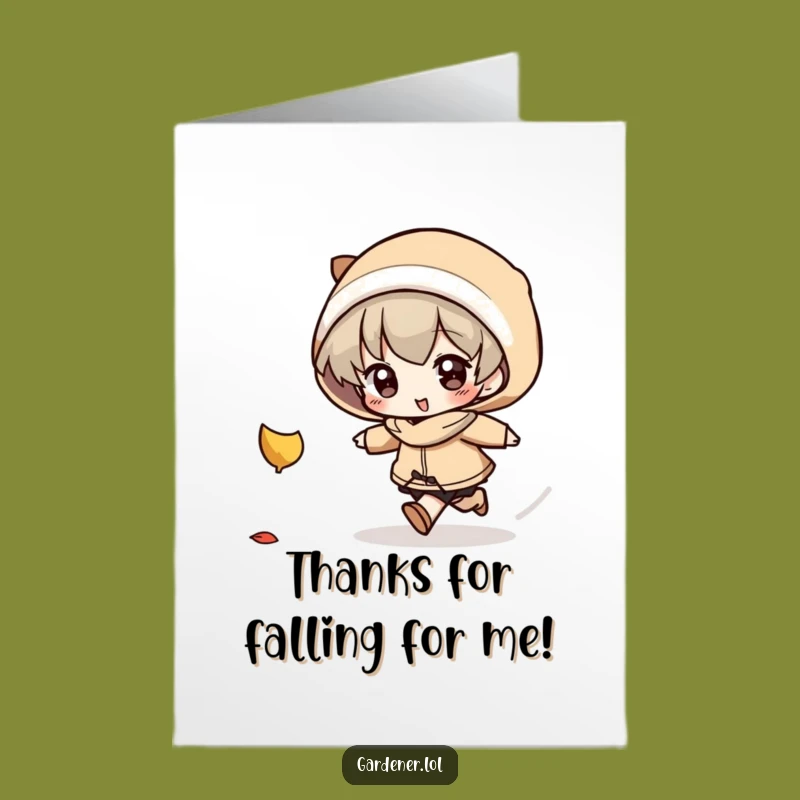 Free Printable Thank You Card: Funny Leaf Chase Gratitude, Downloadable Gift