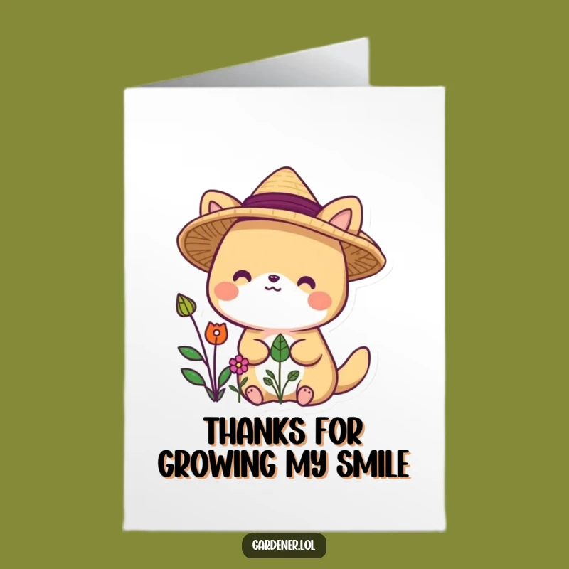 Free Printable Thank You Card: Happy Gardener Animal, Grateful Downloadable Gift