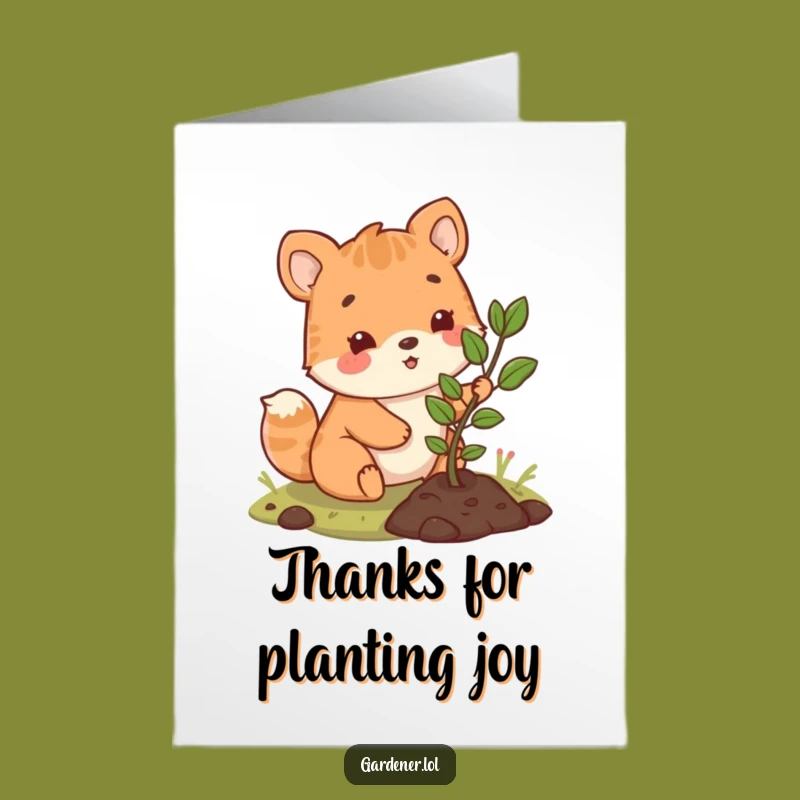Free Printable Thank You Card: Planting Animal Gratitude, Downloadable DIY Gift of Thanks