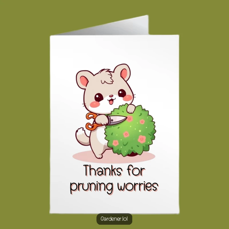 Free Printable Thank You Card: Cheerful Gardener Animal - Downloadable & Print at Home