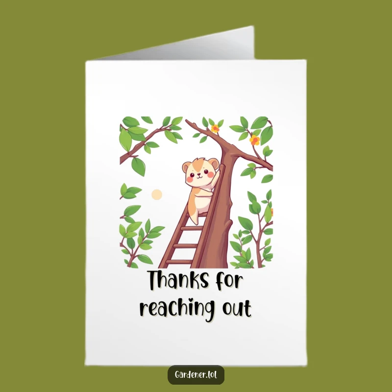 Free Printable Thank You Card: Climbing Animal Funny Downloadable Gift for Support