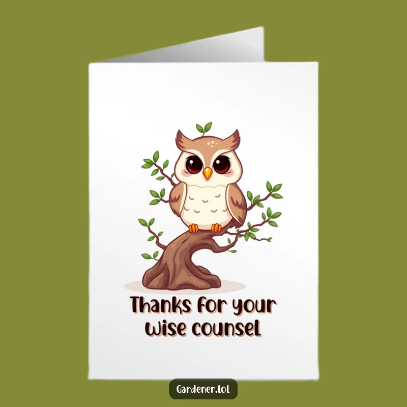 Free Printable Thank You Card: Funny Owl Tending Bonsai, Meaningful DIY Gift