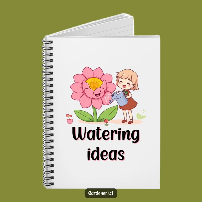 Funny Garden Notebook: Joyful Character Watering Flower, Creative Funny Gift