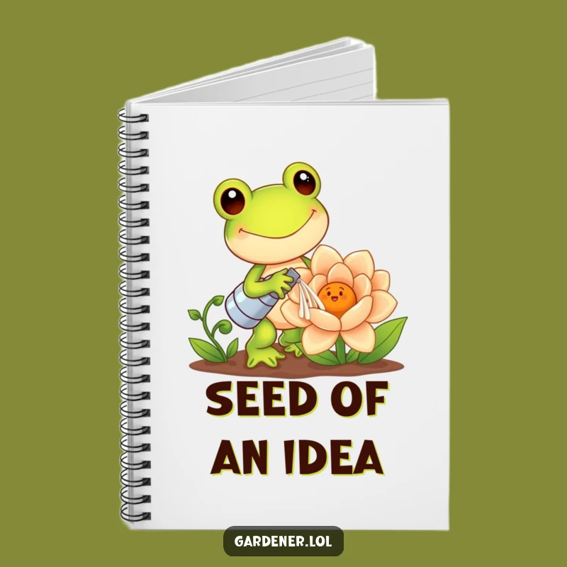 Funny Kawaii Frog Notebook: Gardener Watering Flower - Perfect for Cheerful Notes