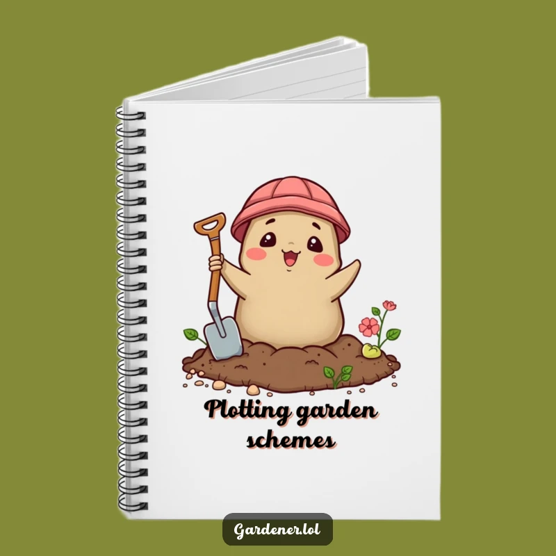 Funny Kawaii Mole Gardener Notebook, Delighted Soil Journal, Gift for Writers