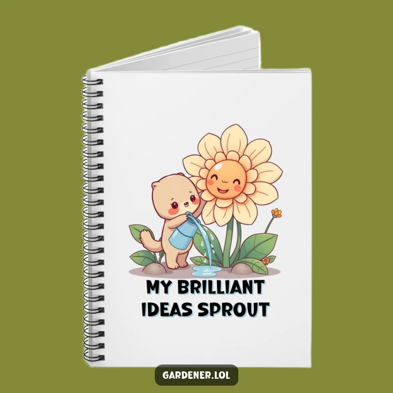 Funny Cute Animal Watering Flower Notebook, Journal For Gardeners