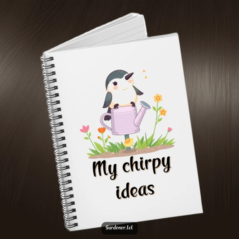 Funny Chickadee Gardener Notebook: A happy chickadee chirps on a watering can, inspiring notes and cheerful thoughts.