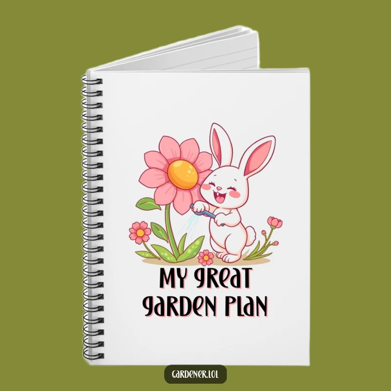 Funny Rabbit Watering Flower Notebook - Hilarious Gardening Journal & Gift