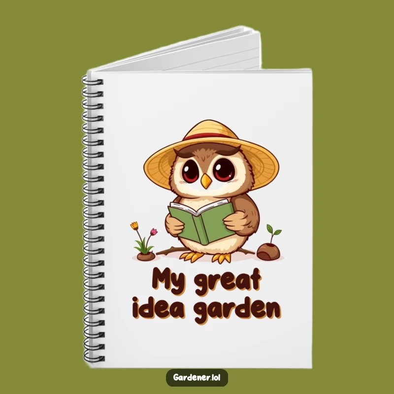 Funny Kawaii Owl Gardener Notebook, Wise Reading, Journal Your Smart Ideas