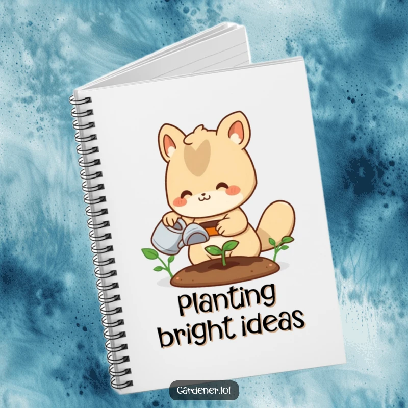 Funny notebook: A happy animal gardener waters a tiny sprout, perfect for jotting down notes, plans, and creative thoughts.