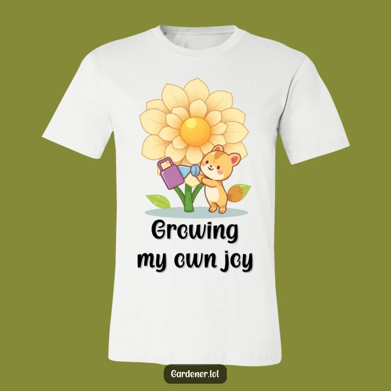 Funny Animal Gardener T-Shirt: Joyful Character Watering Flower, Whimsical Nature Gift Tee