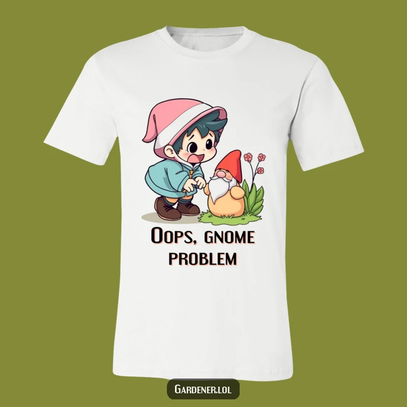 Funny Character Gnome Trip T-Shirt - A Hilarious Startled Moment Tee