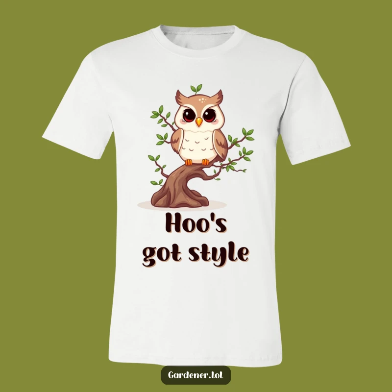 Funny Owl Bonsai Tree T-Shirt, Zen Gardener Tee for Hobbyists