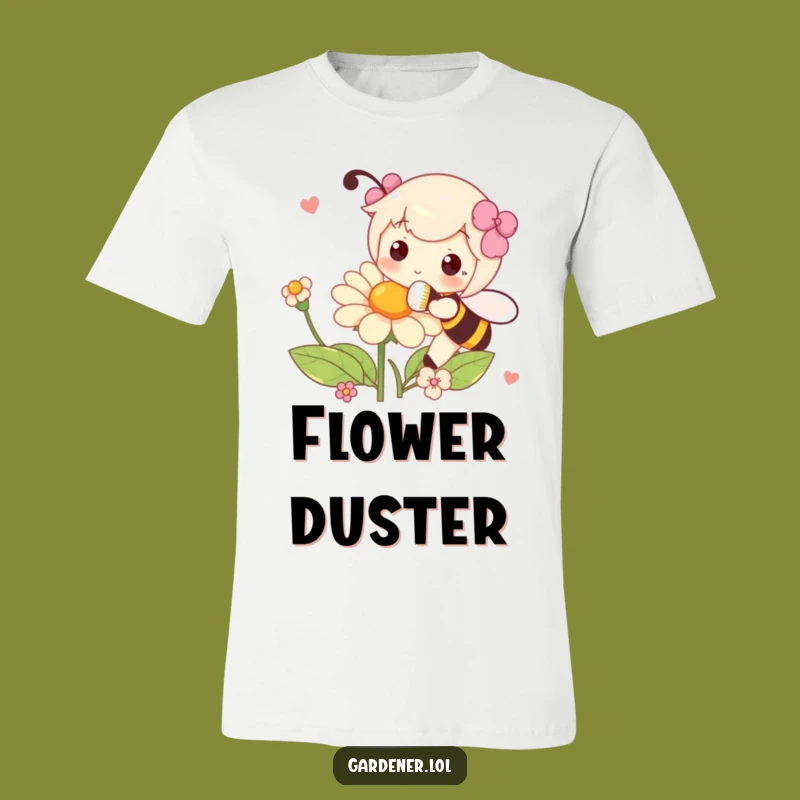 Funny Pollinator T-Shirt: Playful Character Brushing Flower, Nature Lover Funny Gift