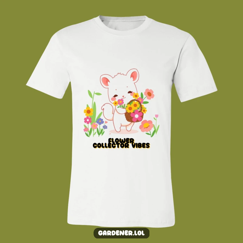 Funny T-Shirt: Cute Animal Flower Collector, Playful Nature Tee Gift