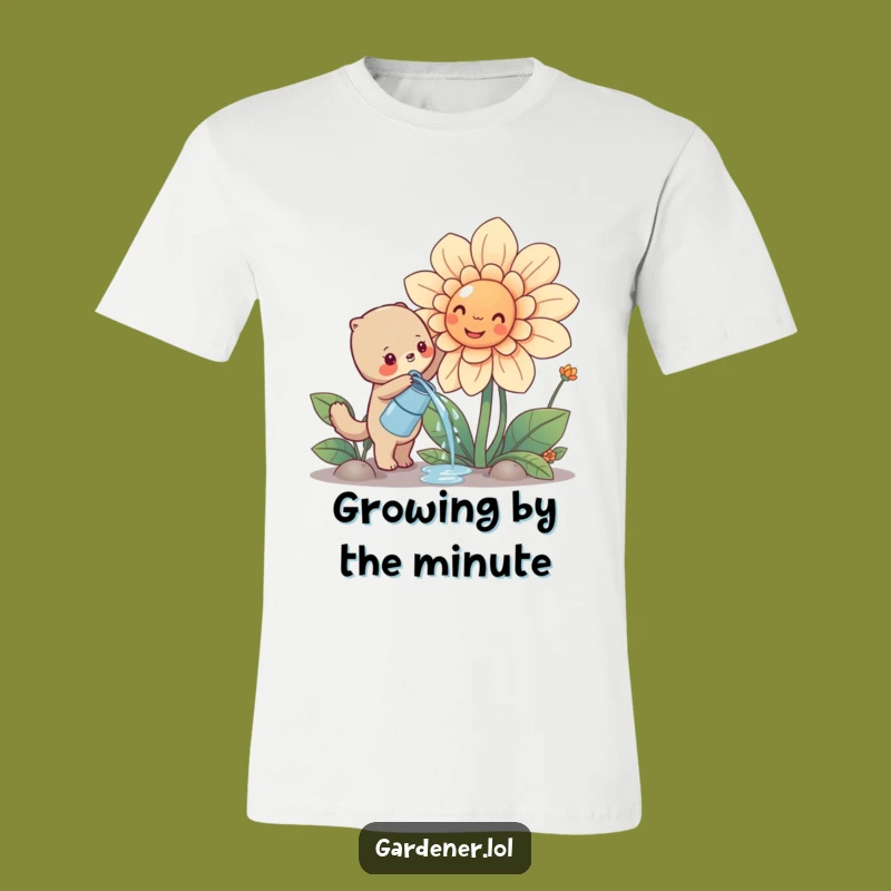 Funny Cute Animal Watering Flower T-Shirt, Hilarious Gardening Apparel Gift