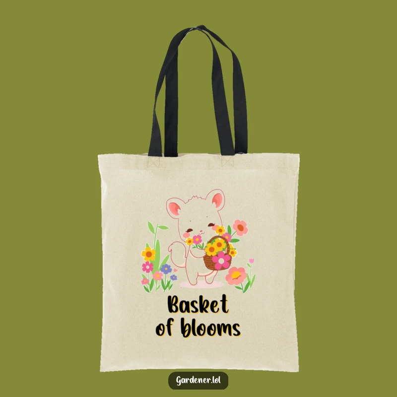 Funny Tote Bag: Animal Flower Basket, Playful Cute Gag Gift for Shoppers