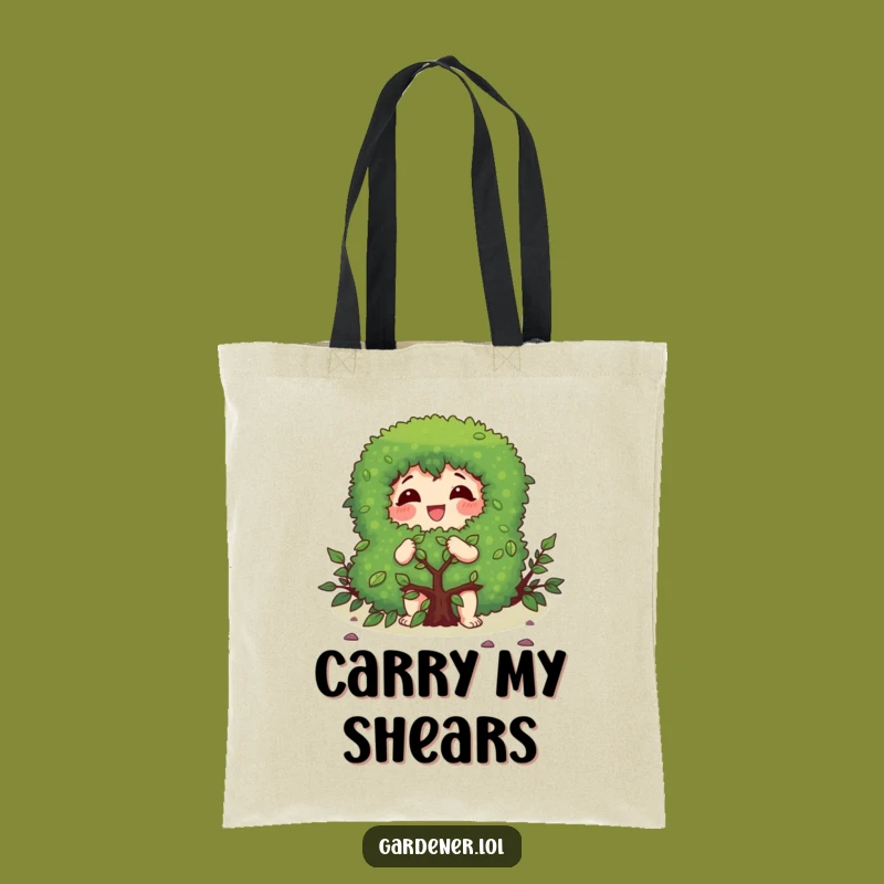 Funny Gardening Tote Bag: Gleeful Pruner Character, Sturdy Funny Gift