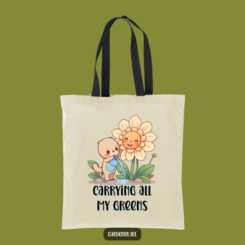 Funny Cute Animal Watering Flower Tote Bag, Stylish Gardening Accessory