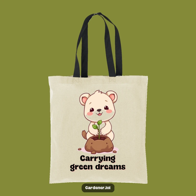 Funny Planting Animal Tote Bag: Carry Your Essentials with Gentle Green Humor
