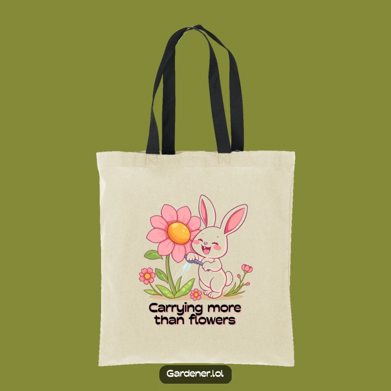 Funny Rabbit Watering Flower Tote Bag - Stylish & Hilarious Garden Accessory Gift