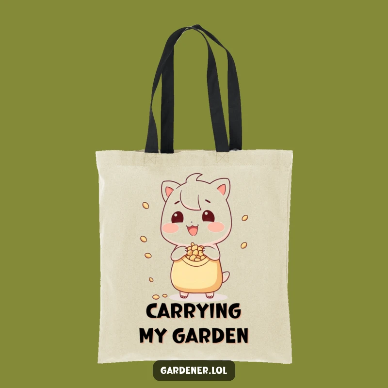 Funny Tote Bag - Playful Seed Scattering Character, Ideal Funny Gift for Gardeners