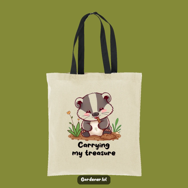 Funny Badger Gardener Tote Bag: Digging Badger Carry-All, Gift Bag