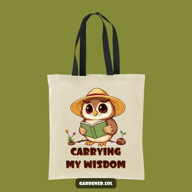 Funny Kawaii Owl Gardener Tote Bag, Wise Reading Design, Stylish & Practical Gift